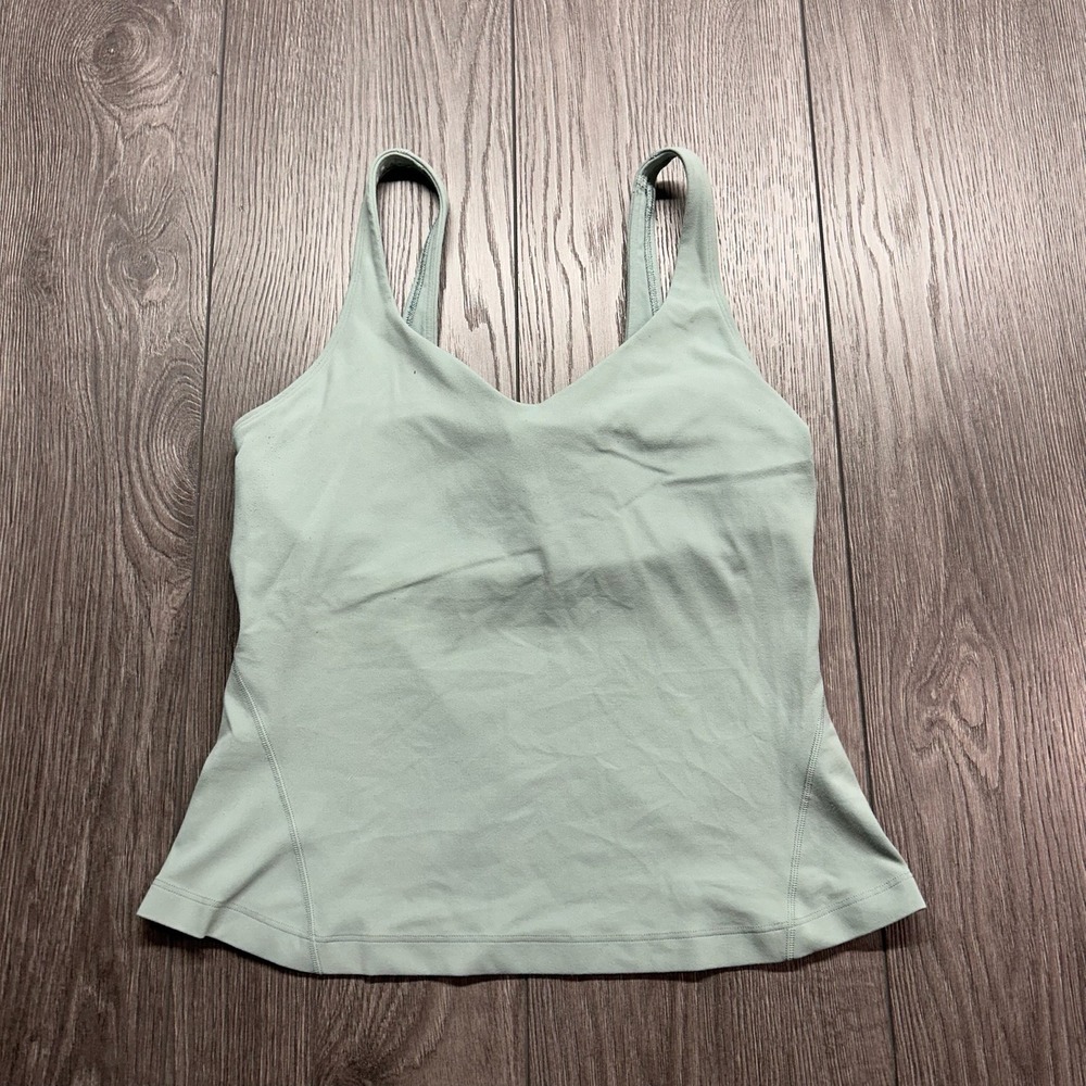 Lululemon Align Tank Top Sage Green Size 4 Nulu Built In Bra Yoga Gym